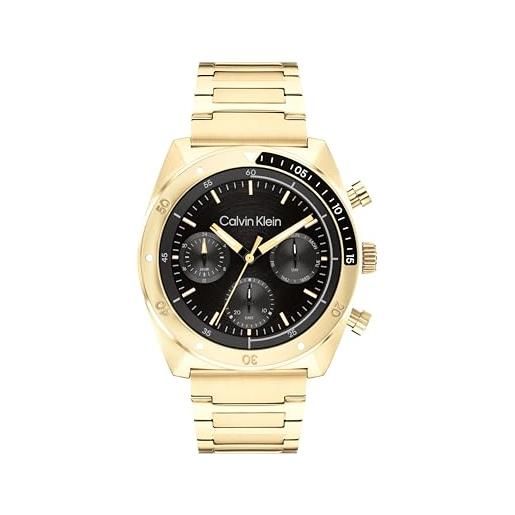 Calvin Klein orologio analogico multifunzione al quarzo da uomo collezione ck flex con cinturino in acciaio inossidabile di colore dorato - 25200465