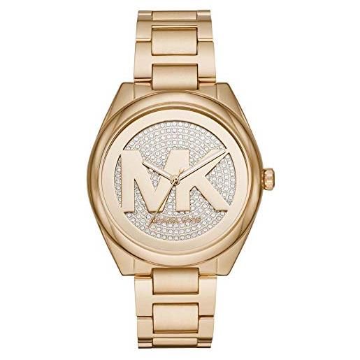Michael Kors orologio janelle per donna, movimento al quarzo a tre lancette con cinturino in acciaio inossidabile o in silicone, 42 mm, tono oro