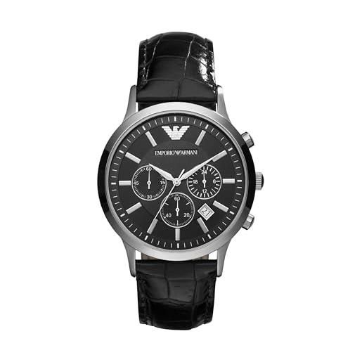 Emporio Armani orologio uomo, movimento cronografo, cassa in acciaio 43 mm con cinturino in pelle, ar2447