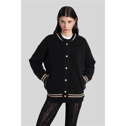 Laneus giacca bomber in cashmere nera