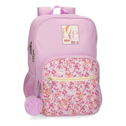 Pepe Jeans sandra zaino scuola adattabile a carrello rosa 30 x 40 x 12 cm poliestere 14,4 l by joumma bags, rosa, zaino scuola adattabile a carrello