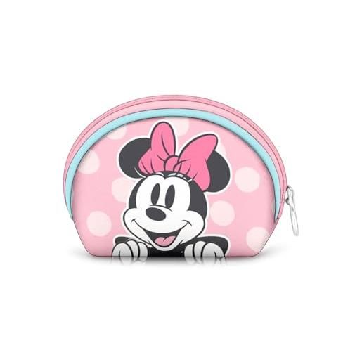 Disney minnie mouse ribbon-portamonete ovale casual, rosa, 12 x 9 cm