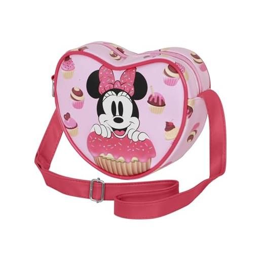 Disney minni mouse muffin-borsa a tracolla cuore casual, rosa, 21 x 15,5 cm