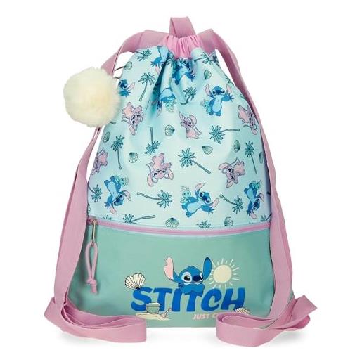 Disney stitch just chill zaino sacco verde 35 x 46 cm poliestere by joumma bags, verde, taglia unica, zaino sacco