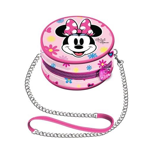 Disney minni mouse frozen 2 mini borsa a catena rotonda, 9 x 9 cm, rosa floral