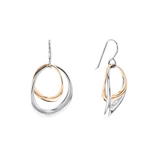 Calvin Klein orecchini pendenti da donna collezione warped rings bicolore - 35000003