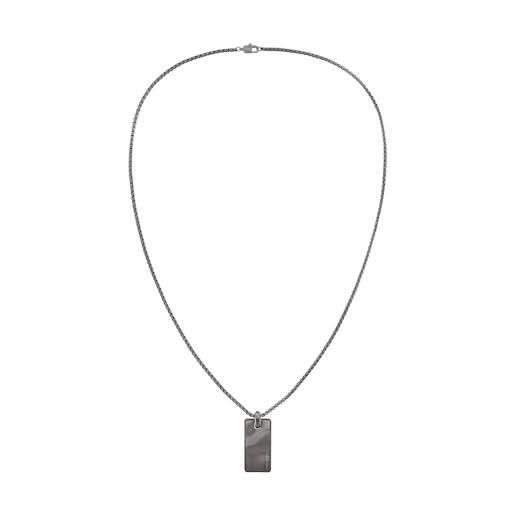 Calvin Klein collana con pendente da uomo collezione ck metallic waves con placcatura ionica acciaio metallico (ip) - 35100032