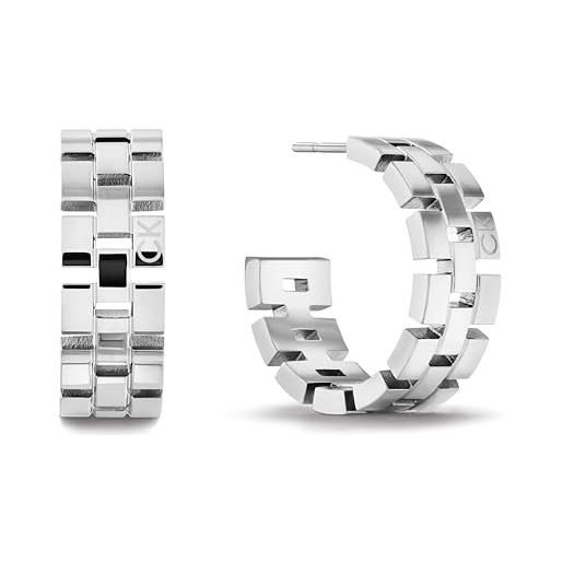 Calvin Klein orecchini a cerchio da donna collezione geometric in acciaio inossidabile - 35000249