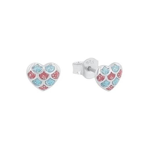 Prinzessin Lillifee orecchini a bottone orecchini per bambini in argento sterling 925, 1/4 "multicolor, cuore, in confezione regalo per gioielli, 2031157