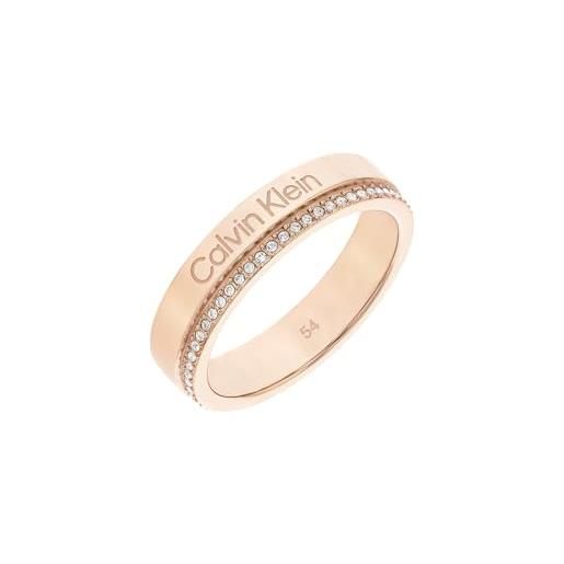 Calvin Klein anello da donna collezione minimal linear in oro rosa impreziosito da cristalli - 35000202d