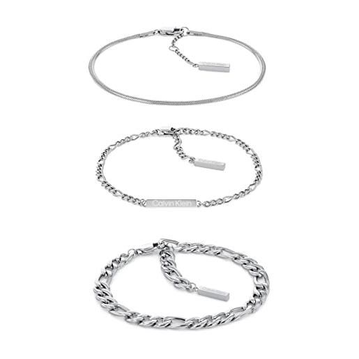 Calvin Klein set di 3 braccialetti da donna collezione linked in acciaio inossidabile - 35700003