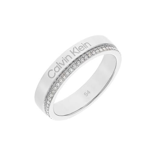 Calvin Klein anello da donna collezione minimal linear in acciaio inossidabile con cristalli - 35000200d