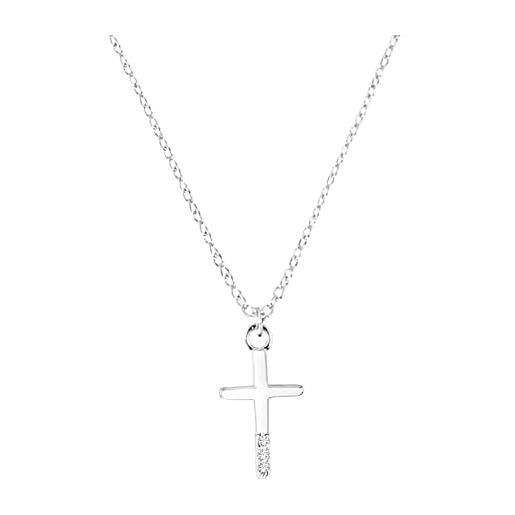 s.Oliver collana con ciondolo collana per bambina in argento 925, con zirconi sintetici, 37+3 cm, argento, croce, viene fornita in confezione regalo per gioielli