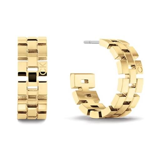 Calvin Klein orecchini a cerchio da donna collezione geometric in oro giallo - 35000250