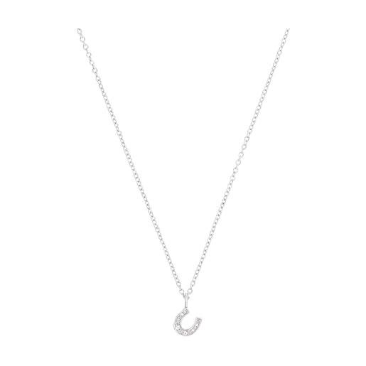 s.Oliver collana con ciondolo collana per bambina in argento 925, con zirconi sintetici, 37+3 cm, argento, ferro di cavallo, fornita in confezione regalo per gioielli