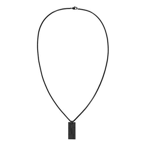 Calvin Klein collana con pendente da uomo collezione grid con placcatura in nero (ip) - 35000059