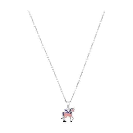 Prinzessin Lillifee collana con ciondolo collana per ragazze in argento sterling 925, 35 + 3 cm, viola, unicorno, in confezione regalo per gioielli, 2013154