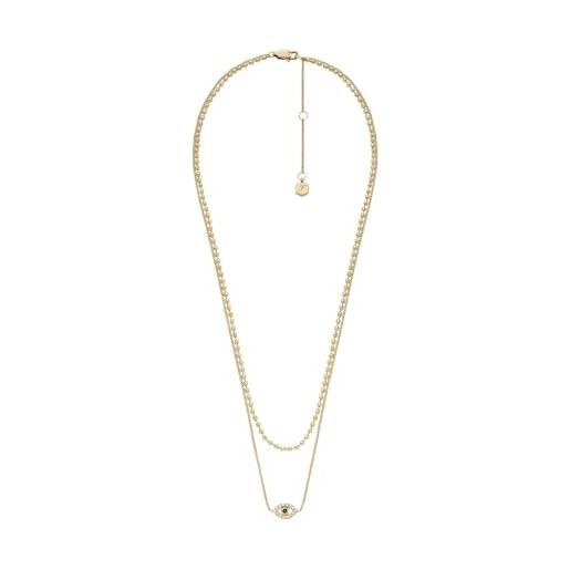 Fossil women's beads and stainless steel with lobster clasp closure multi layered necklace