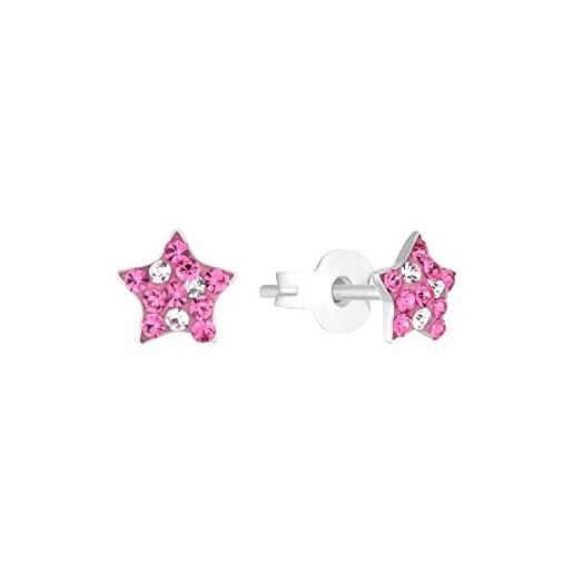 Prinzessin Lillifee orecchini a perno in argento sterling 925 per bambine, con preciosa, 0,6 cm, argento, stella, in confezione regalo, 2036428