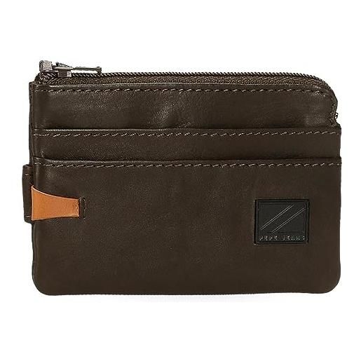 Pepe Jeans marshal portamonete con porta carte marrone 11x7x1,5 cm pelle, marrone, taglia unica, portafoglio con porta carte di credito