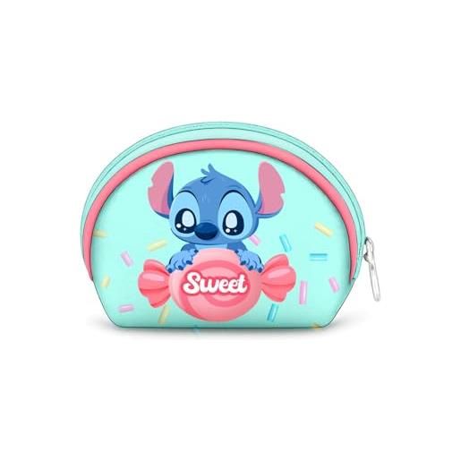 Disney lilo e stitch candy-portamonete ovale casual, blu, 12 x 9 cm