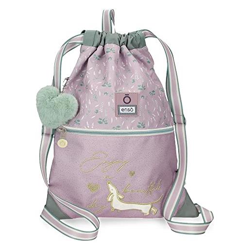 Enso beautiful day zaino sacco con cerniera viola 35x46 cm poliestere