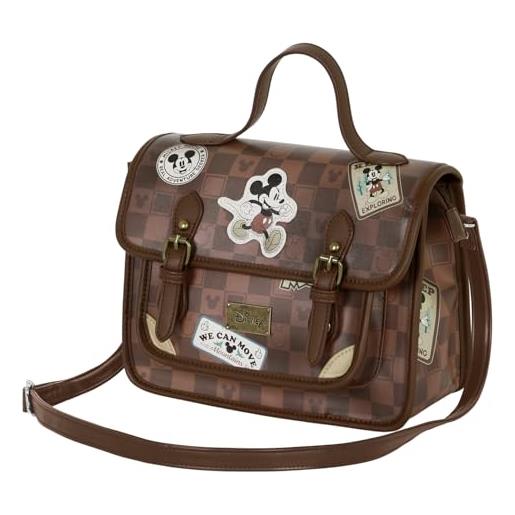 Disney topolino journey-borsa a tracolla-zaino satchel, marrone, 27 x 20 cm