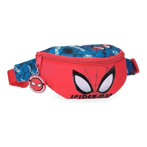 Marvel disney, spiderman authentic, beauty case, astuccio, realizzato in poliestere, tracolla regolabile. Joumma bags, rosso, marsupio