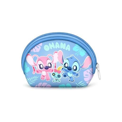 Disney lilo e stitch jolly-portamonete ovale casual, blu, 12 x 9 cm