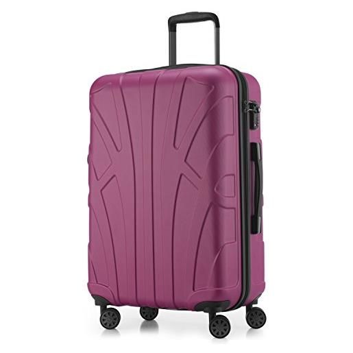 SUITLINE - valigia media rigida leggera bagagli da stiva espandibile, 66 cm, 68 litri, rosa