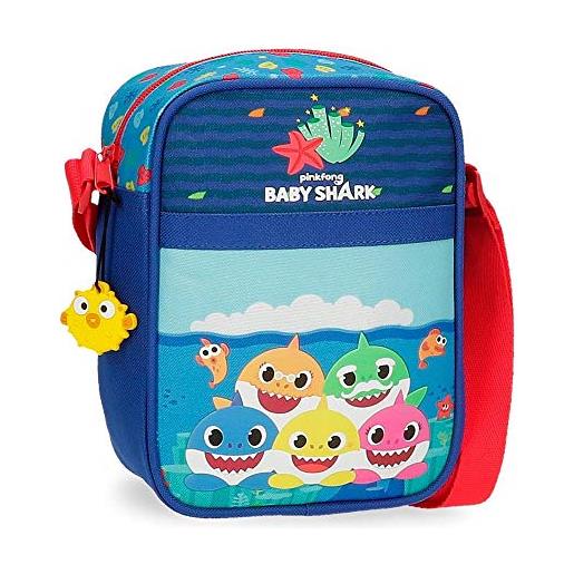 Baby Shark happy family tracolla azzurro 15x19x10 cms poliestere