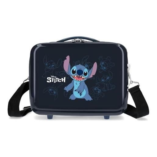 Disney happy stich bagaglio, unisex - bambini e ragazzi, blu marino, 29 x 21 x 15 cm