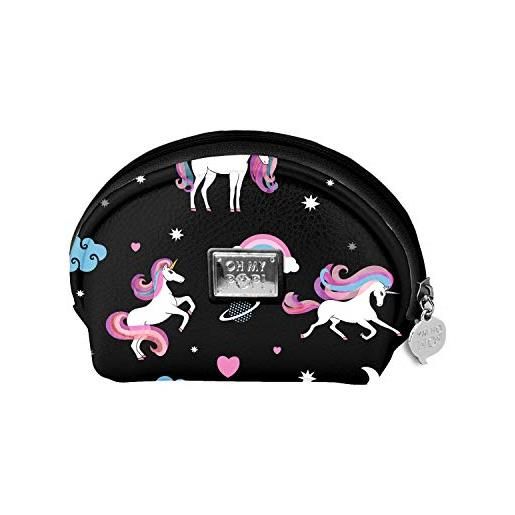 Oh My Pop! unicorn-portamonete ovale, nero, 11.5 x 9 cm