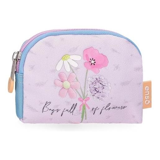 Enso full of flowers portafoglio rosa 12x8x2 cm poliestere, rosa, taglia unica, portamonete