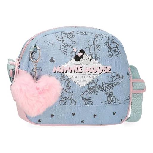 Disney joumma bags minnie american darling custodie, tracolla, blu e rosa, organizzare e trasportare le matite e le penne, vari scomparti. , blu, tracolla