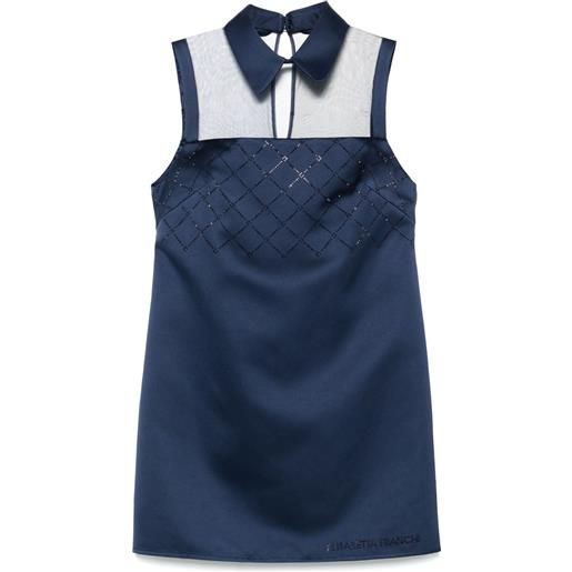 Elisabetta Franchi abito corto in raso con strass - blu