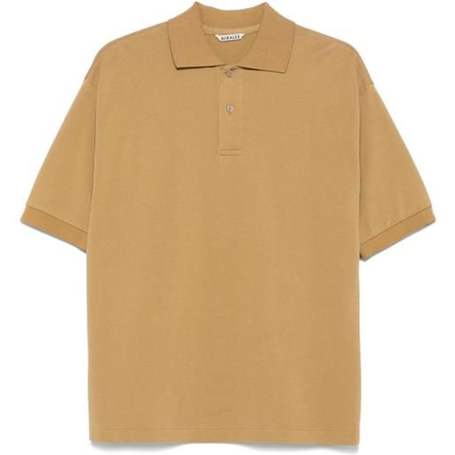 Auralee polo in cotone con ricamo logo - toni neutri