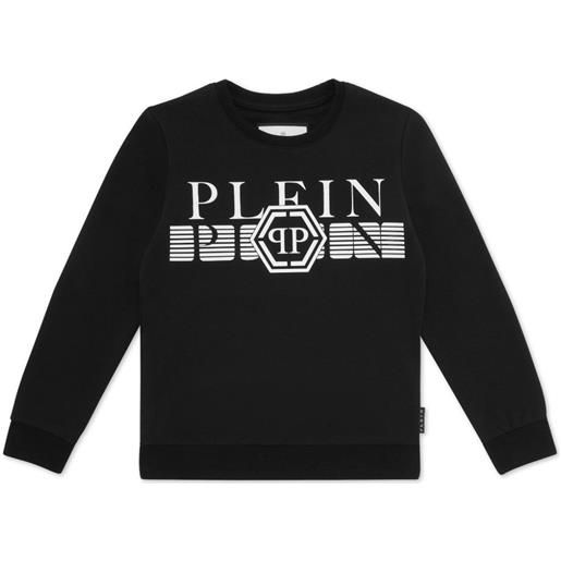 Philipp Plein Junior felpa ls a righe - nero