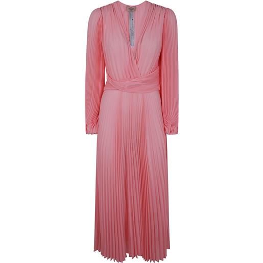 TWINSET abito midi in georgette con pieghe - rosa