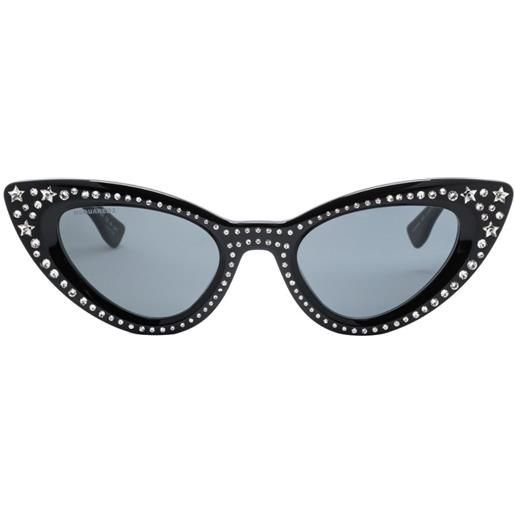 DSQUARED2 EYEWEAR occhiali da sole cat-eye con cristalli - nero