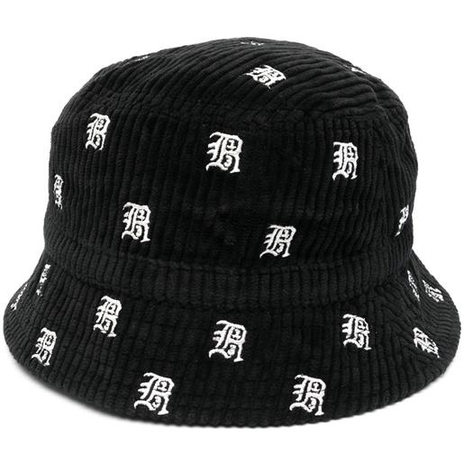R13 cappello bucket con ricamo - nero