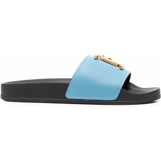 DSQUARED2 sandali slides con placca logo - blu