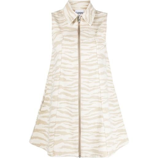 GANNI abito corto denim zebrato - toni neutri