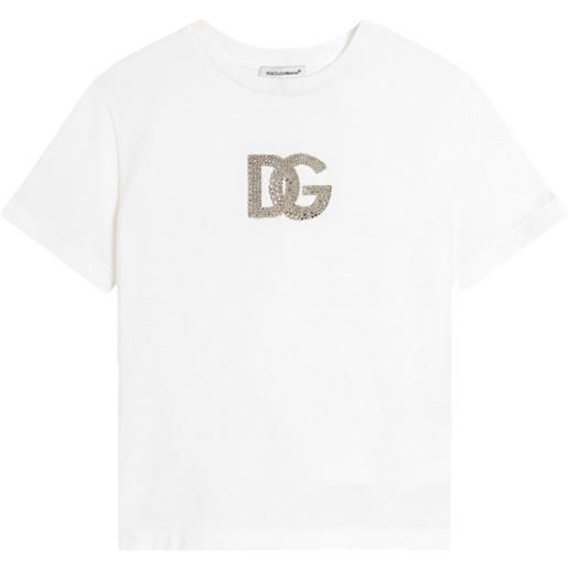 Dolce & Gabbana Kids t-shirt con strass - bianco