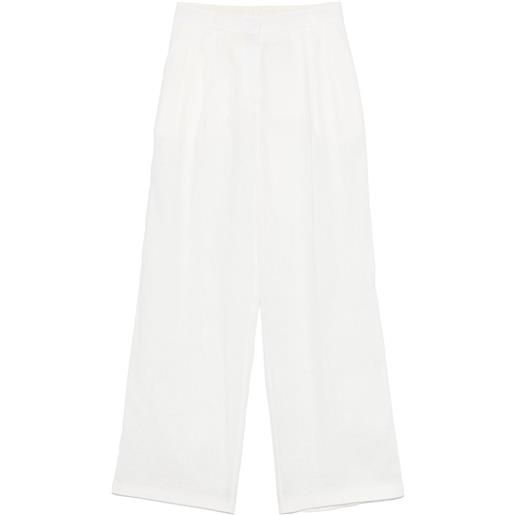 Semicouture pantaloni svasati in lino - bianco