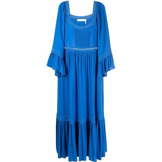See by Chloé abito midi con scollo quadrato - blu