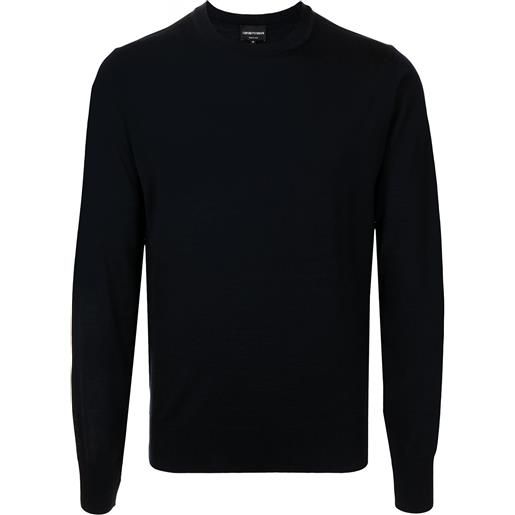 Emporio Armani maglione in lana vergine con scollo a v - blu