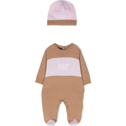 Fay Kids set pigiama e berretto con intarsio - toni neutri