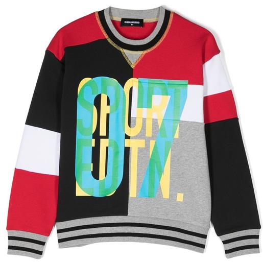 DSQUARED2 KIDS felpa con design color-block - nero