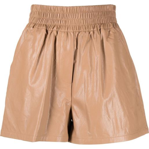 STAND STUDIO shorts con vita elasticizzata in finta pelle - toni neutri